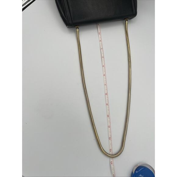 RARE Miss Lewis VINTAGE Over Shoulder Purse Black Art Deco Leather Gold Silver - Picture 10 of 10